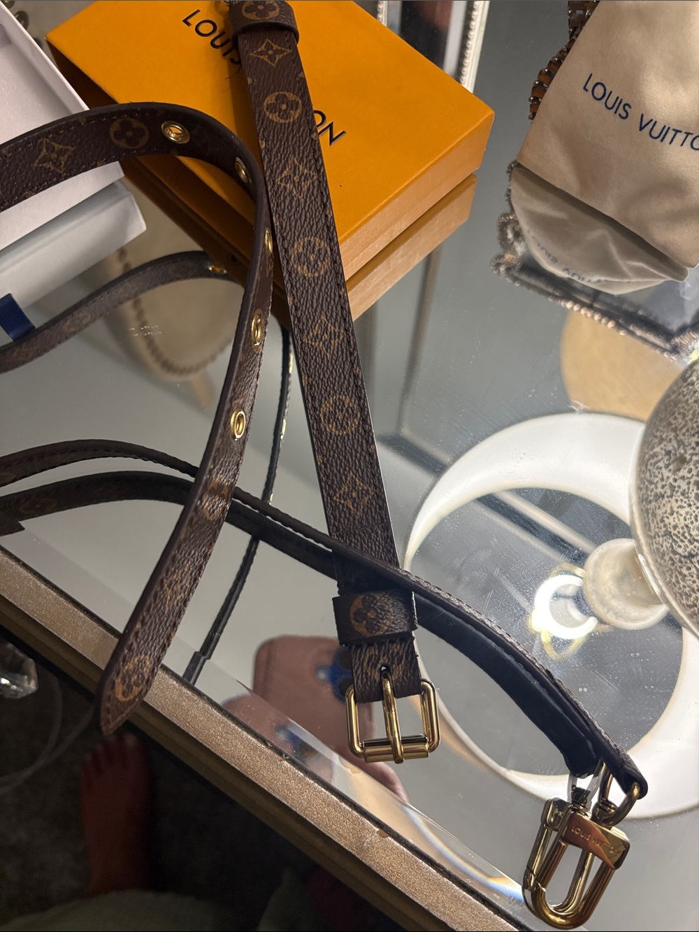 Louis Vuitton Monogram Adjustable Shoulder Strap in Brown with Gold Hardware - Picture 7 of 9